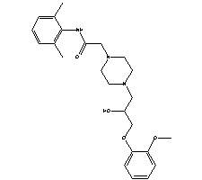 1-[3-(2-methoxyphenoxy)-2-hydroxypropyl]-4-[(2,6-dimethylphenyl)aminocarbonylmethy]piperazine 95635-55-5