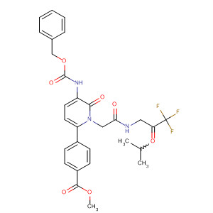 147284-97-7 Benzoic acid,4-[1,6-dihydro-6-oxo-1-[2-oxo-2-[[3,3,3-trifluoro-1-(1-methylethyl)-2-oxopropyl]amino]ethyl]-5-[[(phenylmethoxy)carbonyl]amino]-2-pyridinyl]-,methyl ester