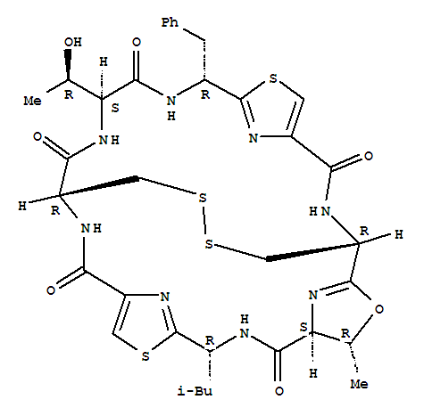 218916-94-0 13-Oxa-6,20,29,30-tetrathia-2,9,16,23,26-pentaazapentacyclo[13.12.4.12,5.19,12.122,25]tetratriaconta-4,18-diene-3,10,17,24,27-pentone,25-[(1R)-1-hydroxyethyl]-12-methyl-8-(2-methylpropyl)-22-(phenylmethyl)-,(1R,8R,11S,12R,15R,22R,25S)-