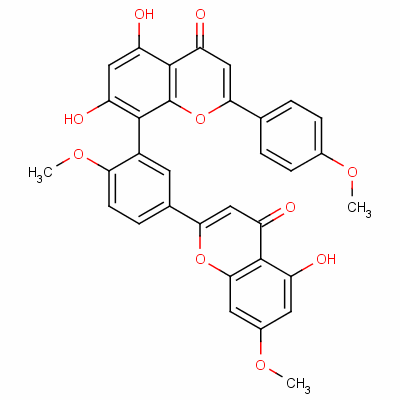 4H-1-Benzopyran-4-one,5,7-dihydroxy-8-[5-(5-hydroxy-7-methoxy-4-oxo-4H-1-benzopyran-2-yl)-2-methoxyphenyl]-2-(4-methoxyphenyl)- 521-34-6