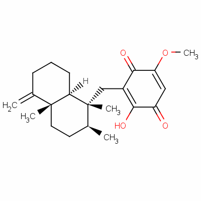 2,5-Cyclohexadiene-1,4-dione,3-[[(1R,2S,4aS,8aS)-decahydro-1,2,4a-trimethyl-5-methylene-1-naphthalenyl]methyl]-2-hydroxy-5-methoxy- 71678-03-0