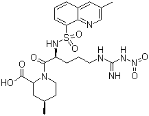 (2R,4R)-1-[(2S)-5-[[Imino(nitroamino)methyl]amino]-2-[[(3-methyl-8-quinolinyl)sulfonyl]amino]-1-oxopentyl]-4-methyl-2-piperidinecarboxylic acid 74874-10-5