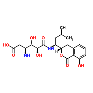77674-99-8 (3S,4S,5S)-3-amino-4,5-dihydroxy-6-({(1S)-1-[(3S)-8-hydroxy-1-oxo-3,4-dihydro-1H-isochromen-3-yl]-3-methylbutyl}amino)-6-oxohexanoic acid (non-preferred name)