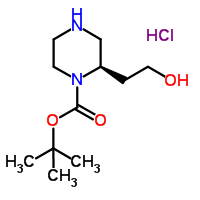 947275-74-3  2-Methyl-2-propanyl (2R)-2-(2-hydroxyethyl)-1-piperazinecarboxylate hydrochloride (1:1)