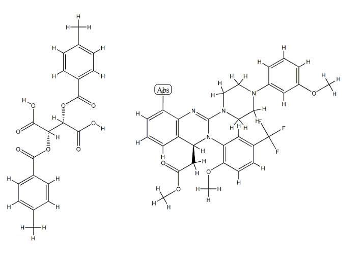 (2S,3S)-2,3-bis[(4-methylbenzoyl)oxy]succinic acid {(4S)-8-fluoro-2-[4-(3-methoxyphenyl)piperazin-1-yl]-3-(2-methoxy-5-(trifluormethyl)phenyl)-3,4-dihydroquinazolin-4-yl}acetic acid methyl ester