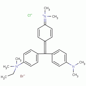 14855-76-6  4-[[4-(dimethylamino)phenyl][4-(dimethyliminio)cyclohexa-2,5-dien-1-ylidene]methyl]-N-ethyl-N,N-dimethylanilinium bromidechloride