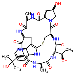 28227-92-1  2-hydroxy-23-(1-hydroxyethyl)-29-(2-hydroxy-2-methylpropyl)-6,26-dimethyl-1,2,3,3a,5,6,8,9,10,15-decahydro-17H-18,9-(epiminoethanoiminoethanoiminoethanoiminomethano)pyrrolo[1',2':5,6][1,5,8,11]thiatriazacyclopentadecino[15,14-b]indole-4,7,19,22,25,28,31(1