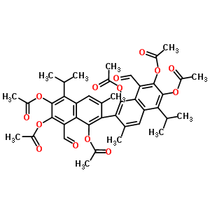 30719-67-6  8,8'-diformyl-3,3'-dimethyl-5,5'-di(propan-2-yl)-2,2'-binaphthalene-1,1',6,6',7,7'-hexayl hexaacetate