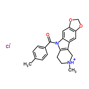 50279-99-7  8-methyl-5-(4-methylbenzoyl)-6,7,8,9-tetrahydro-5H-[1,3]dioxolo[4,5-f]pyrido[4,3-b]indol-8-ium chloride