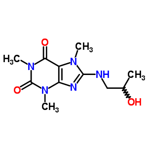 60595-61-1  8-[(2-hydroxypropyl)amino]-1,3,7-trimethyl-3,7-dihydro-1H-purine-2,6-dione