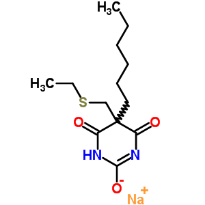 67051-06-3  sodium 5-[(ethylsulfanyl)methyl]-5-hexyl-4,6-dioxo-1,4,5,6-tetrahydropyrimidin-2-olate