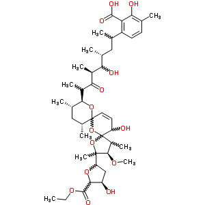 68508-45-2  6-[(3R,5S)-7-[(3R,9S,10S,12R)-2-[(4R)-5-ethoxycarbonyl-4-hydroxy-tetrahydrofuran-2-yl]-15-hydroxy-3-methoxy-2,4,10,12-tetramethyl-1,6,8-trioxadispiro[4.1.5^{7}.3^{5}]pentadec-13-en-9-yl]-4-hydroxy-1,3,5-trimethyl-6-oxo-octyl]-2-hydroxy-3-methyl-benzoic ac