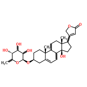 35536-76-6  (3beta,8xi,9xi,17xi)-3-[(6-deoxy-beta-L-glycero-hexopyranosyl)oxy]-14-hydroxycarda-5,20(22)-dienolide