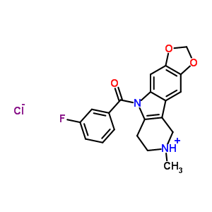 50279-93-1  5-(3-fluorobenzoyl)-8-methyl-6,7,8,9-tetrahydro-5H-[1,3]dioxolo[4,5-f]pyrido[4,3-b]indol-8-ium chloride