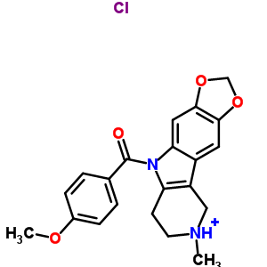 50280-00-7  5-(4-methoxybenzoyl)-8-methyl-6,7,8,9-tetrahydro-5H-[1,3]dioxolo[4,5-f]pyrido[4,3-b]indol-8-ium chloride