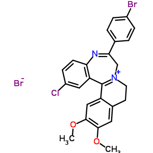 62206-20-6  6-(4-bromophenyl)-2-chloro-12,13-dimethoxy-9,10-dihydro-7H-isoquino[2,1-d][1,4]benzodiazepin-8-ium bromide