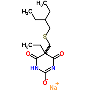 66968-26-1  sodium 5-ethyl-5-{[(2-ethylbutyl)sulfanyl]methyl}-4,6-dioxo-1,4,5,6-tetrahydropyrimidin-2-olate