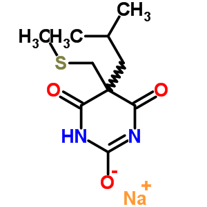 67114-26-5  sodium 5-(2-methylpropyl)-5-[(methylsulfanyl)methyl]-4,6-dioxo-1,4,5,6-tetrahydropyrimidin-2-olate