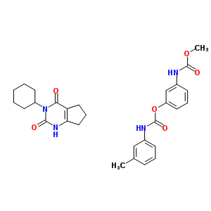 53028-35-6  3-[(methoxycarbonyl)amino]phenyl (3-methylphenyl)carbamate - 3-cyclohexyl-6,7-dihydro-1H-cyclopenta[d]pyrimidine-2,4(3H,5H)-dione (1:1) (non-preferred name)