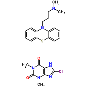 7009-67-8  8-chloro-1,3-dimethyl-3,7-dihydro-1H-purine-2,6-dione - N,N-dimethyl-3-(10H-phenothiazin-10-yl)propan-1-amine (1:1)