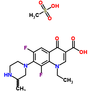 114394-67-1  1-ethyl-6,8-difluoro-7-(3-methylpiperazin-1-yl)-4-oxo-1,4-dihydroquinoline-3-carboxylic acid methanesulfonate (1:1)