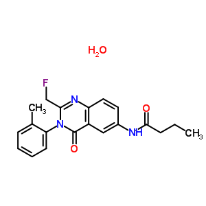65872-81-3  N-[2-(fluoromethyl)-3-(2-methylphenyl)-4-oxo-3,4-dihydroquinazolin-6-yl]butanamide hydrate (1:1)