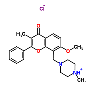 70145-78-7  4-[(7-methoxy-3-methyl-4-oxo-2-phenyl-4H-chromen-8-yl)methyl]-1-methylpiperazin-1-ium chloride