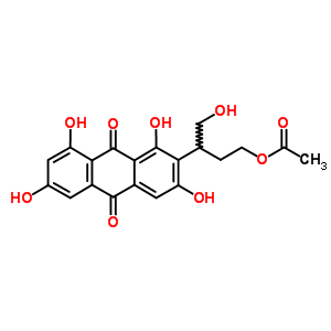 70979-72-5  4-hydroxy-3-(1,3,6,8-tetrahydroxy-9,10-dioxo-9,10-dihydroanthracen-2-yl)butyl acetate