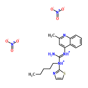 72041-98-6  N-{(E)-amino[pentyl(1,3-thiazol-2-yl)ammonio]methylidene}-2-methylquinolin-4-aminium dinitrate