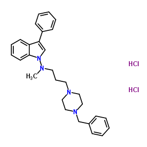 74758-15-9  N-[3-(4-benzylpiperazin-1-yl)propyl]-N-methyl-3-phenyl-1H-indol-1-amine dihydrochloride