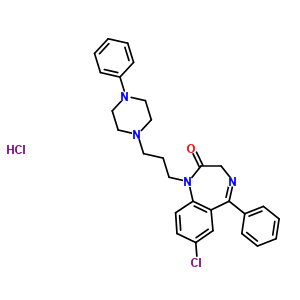 77778-70-2  7-chloro-5-phenyl-1-[3-(4-phenylpiperazin-1-yl)propyl]-1,3-dihydro-2H-1,4-benzodiazepin-2-one hydrochloride (1:1)