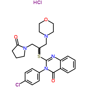 117039-03-9  3-(4-chlorophenyl)-2-{[1-(morpholin-4-yl)-3-(2-oxopyrrolidin-1-yl)propan-2-yl]sulfanyl}quinazolin-4(3H)-one hydrochloride (1:1)