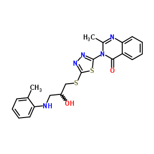135575-54-1  3-[5-({2-hydroxy-3-[(2-methylphenyl)amino]propyl}sulfanyl)-1,3,4-thiadiazol-2-yl]-2-methylquinazolin-4(3H)-one