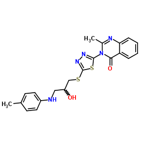 135575-55-2  3-[5-({2-hydroxy-3-[(4-methylphenyl)amino]propyl}sulfanyl)-1,3,4-thiadiazol-2-yl]-2-methylquinazolin-4(3H)-one