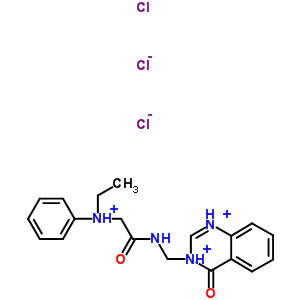 70395-18-5  3-[({[ethyl(phenyl)ammonio]acetyl}amino)methyl]-4-oxo-3,4-dihydroquinazolinediium trichloride