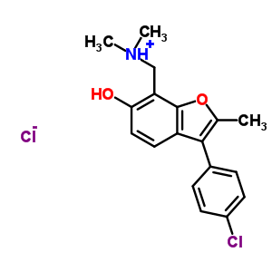 74151-21-6  [3-(4-chlorophenyl)-6-hydroxy-2-methyl-1-benzofuran-7-yl]-N,N-dimethylmethanaminium chloride