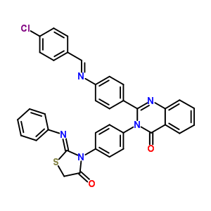 83408-72-4  2-(4-{[(E)-(4-chlorophenyl)methylidene]amino}phenyl)-3-{4-[(2Z)-4-oxo-2-(phenylimino)-1,3-thiazolidin-3-yl]phenyl}quinazolin-4(3H)-one