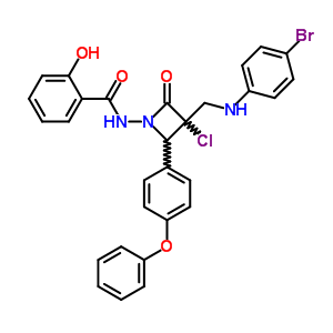 87444-04-0  N-[3-{[(4-bromophenyl)amino]methyl}-3-chloro-2-oxo-4-(4-phenoxyphenyl)azetidin-1-yl]-2-hydroxybenzamide