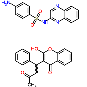 37341-99-4  4-amino-N-(quinoxalin-2-yl)benzenesulfonamide - 2-hydroxy-3-(3-oxo-1-phenylbutyl)-4H-chromen-4-one (1:1)