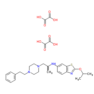 77563-08-7  N-{1-[4-(2-phenylethyl)piperazin-1-yl]propan-2-yl}-2-(propan-2-yloxy)-1,3-benzothiazol-6-amine ethanedioate (1:2)