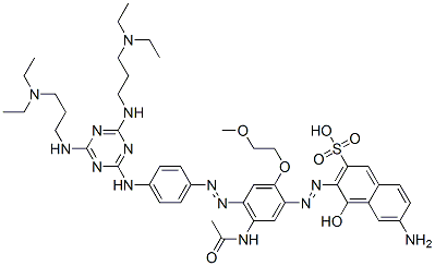 115099-58-6  3-(5-acetylamino-4-(4-[4,6-bis(3-diethylaminopropylamino)-1,3,5-triazin-2-ylamino]phenylazo)-2-(2-methoxyethoxy)phenylazo)-6-amino-4-hydroxy-2-naphthalenesulfonic acid