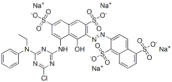 130201-57-9  tetrasodium 5-[4-chloro-6-(N-ethyl-anilino)-1,3,5-triazin-2-ylamino]-4-hydroxy-3-(1,5-disulfonatonaphthalen-2-ylazo)-naphthalene-2,7-disulfonate