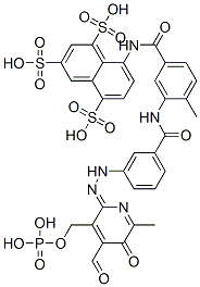 19-15-8  kwas 8-[[3-[[3-[(2Z)-2-[4-formylo-6-metylo-5-okso-3-(fosfonoksymetylo)piryd in-2-ylideno]hydrazynylo]benzoilo]amino]-4-metylo-benzoilo]amino]naftal-1,3,5-trisulfonowy