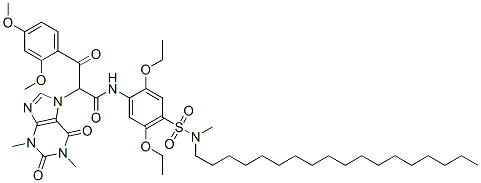 85099-39-4  N-[2,5-diethoxy-4-[(methyloctadecylamino)sulphonyl]phenyl]-α-(2,4-dimethoxybenzoyl)-1,2,3,6-tetrahydro-1,3-dimethyl-2,6-dioxo-7H-purine-7-acetamide