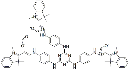 88949-22-8  2,2',2''-[1,3,5-triazine-2,4,6-triyltris(imino-p-phenyleneiminovinylene)]tris[1,3,3-trimethyl-3H-indolium] triformate