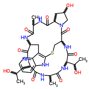 25030-32-4  2-hydroxy-23-(1-hydroxyethyl)-29-(2-hydroxypropyl)-6,26-dimethyl-1,2,3,3a,5,6,8,9,10,15-decahydro-17H-18,9-(epiminoethanoiminoethanoiminoethanoiminomethano)pyrrolo[1',2':5,6][1,5,8,11]thiatriazacyclopentadecino[15,14-b]indole-4,7,19,22,25,28,31(18H)-hepto