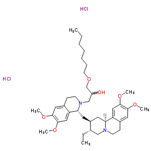 26988-04-5  1-(heptyloxy)-3-(6',7',10,11-tetramethoxyemetan-2'-yl)propan-2-ol dihydrochloride