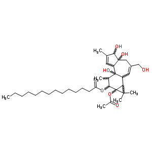 56937-68-9  9a-(acetyloxy)-4a,5,7b-trihydroxy-3-(hydroxymethyl)-1,1,6,8-tetramethyl-1a,1b,4,4a,5,7a,7b,8,9,9a-decahydro-1H-cyclopropa[3,4]benzo[1,2-e]azulen-9-yl tetradecanoate