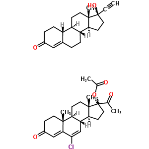 57637-90-8  (17xi)-6-chloro-3,20-dioxopregna-4,6-dien-17-yl acetate - (17beta)-17-ethynyl-17-hydroxyestr-4-en-3-one (1:1)