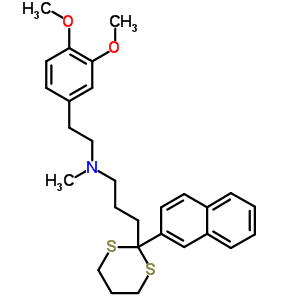 98600-65-8  N-[2-(3,4-dimethoxyphenyl)ethyl]-N-methyl-3-[2-(naphthalen-2-yl)-1,3-dithian-2-yl]propan-1-amine